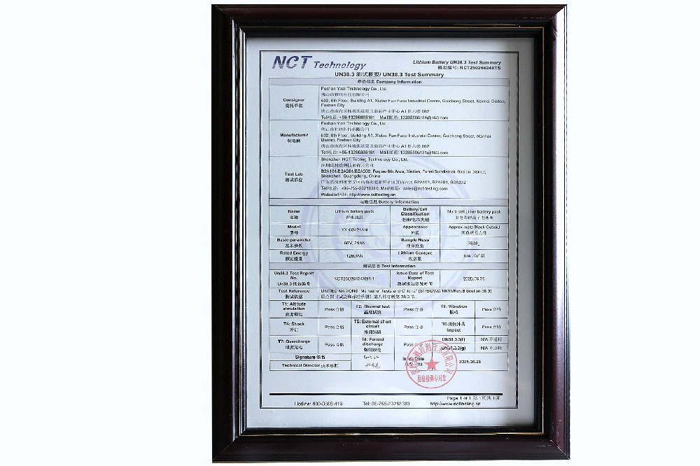 Qualification certificate